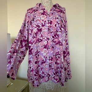 EUC Croft and Barrow Pink and Purple Floral Button Up Shirt Plus Size 2X